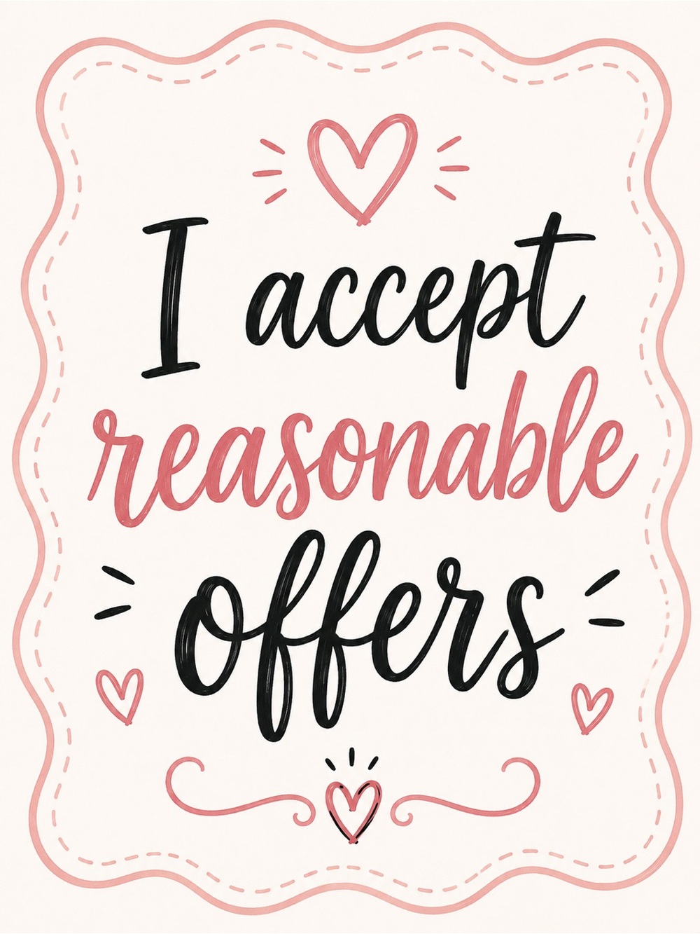Free People Pink and Black 'I Accept Reasonable Offers' Graphic Print